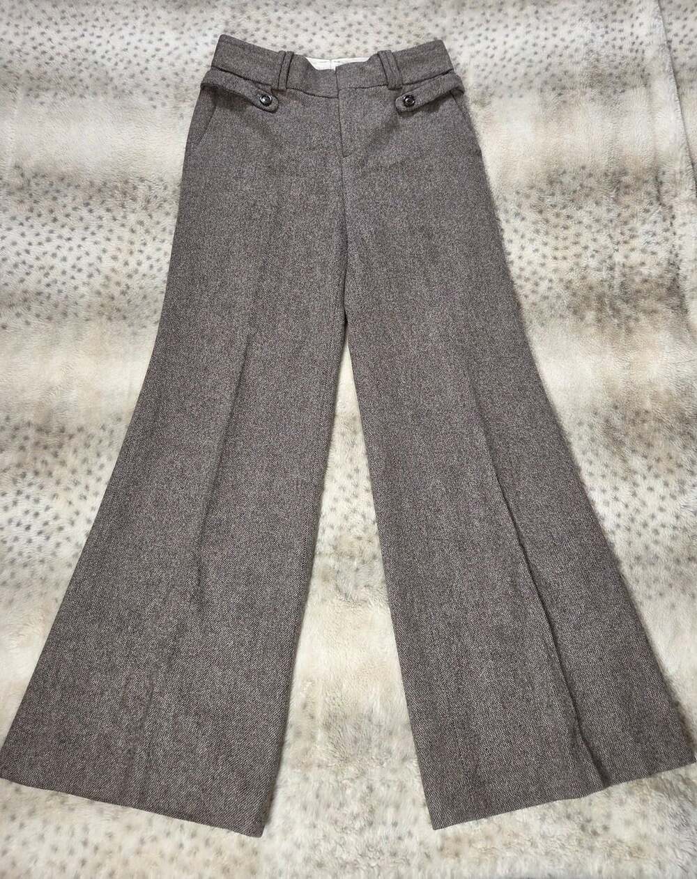 Banana Republic Brown Tweed Wool Blend Angora Rabbit Hair Wide Leg Pants